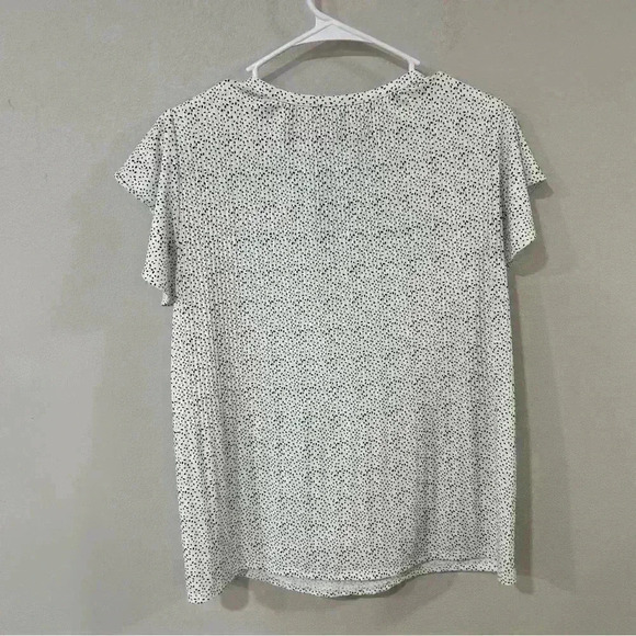 Adrianna Papell Black White Polka Dot front tie Short Flutter Sleeve Blouse - Picture 3 of 4